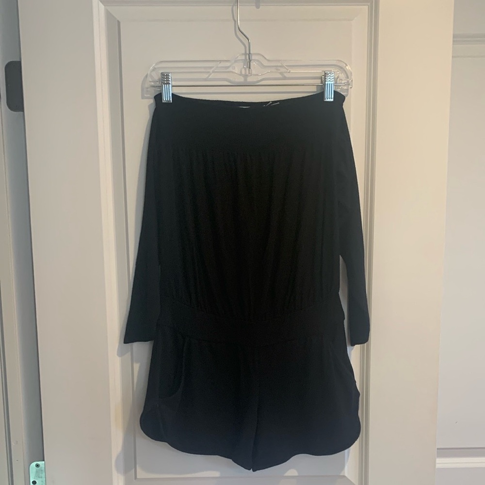 Urban Outfitters; Kimchi Blue - Black Off-Shoulder Shorts Romper Size Small